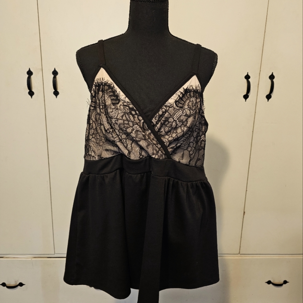 Torrid Lace Surplice Babydoll Top Black